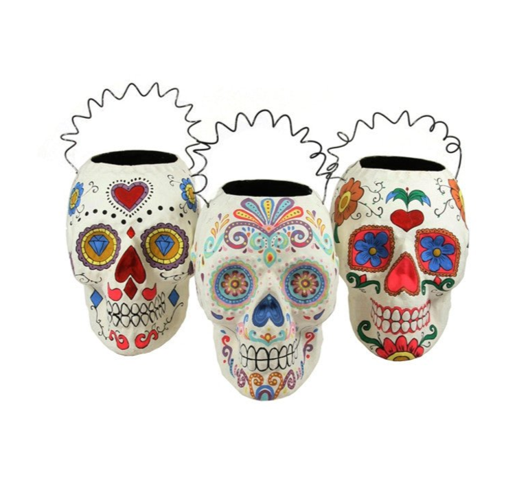 Sugar Skull Candy Bucket Christmas Ornament - Bon Ton goods