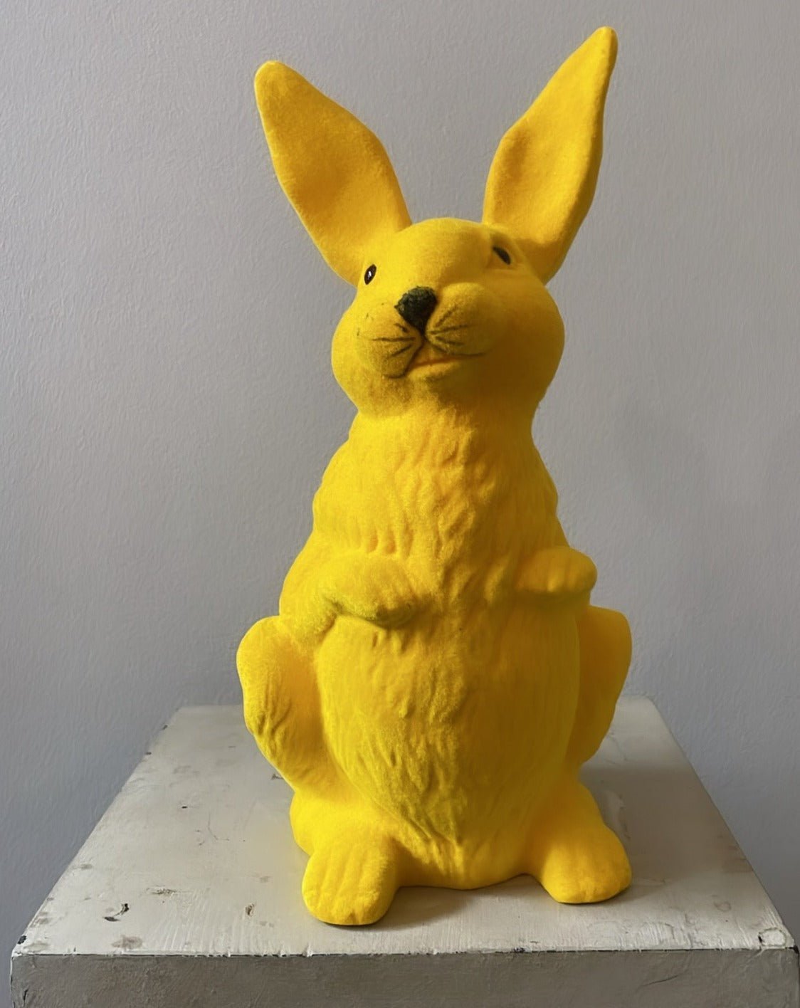 Sunny Yellow Velvet Large Upright Bunny | Ino Schaller - Bon Ton goods