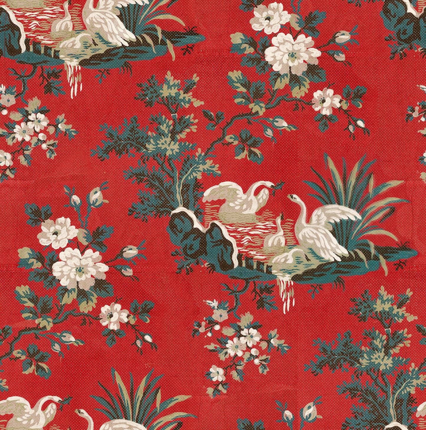 Flowers and Swans Wallpaper | Tapetorama