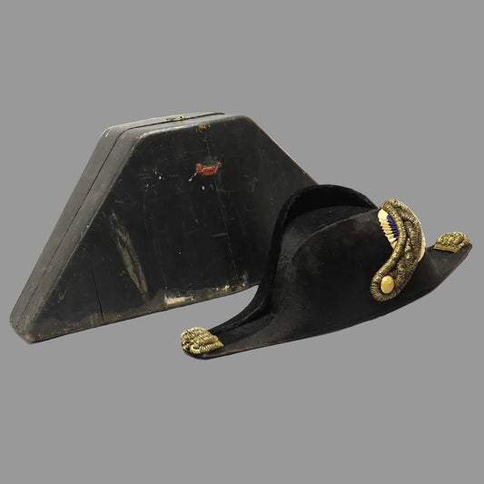 Swedish 19th-Century Military Bicorne Hat with Original Wooden Case - Bon Ton goods