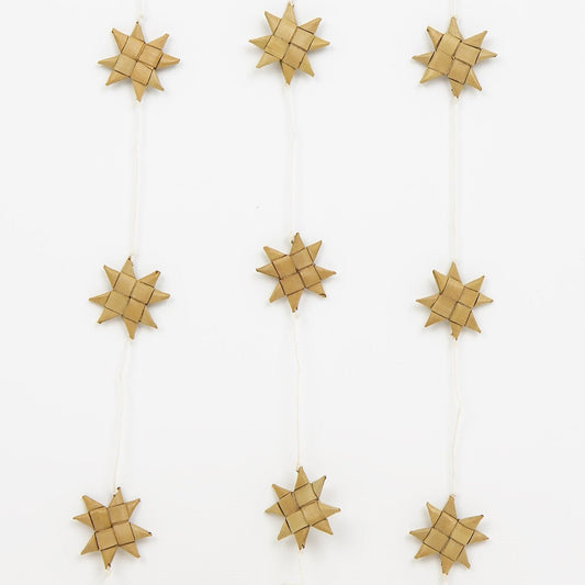 Swedish Stars on a String Garland, nature | Christmas Ornament - Bon Ton goods