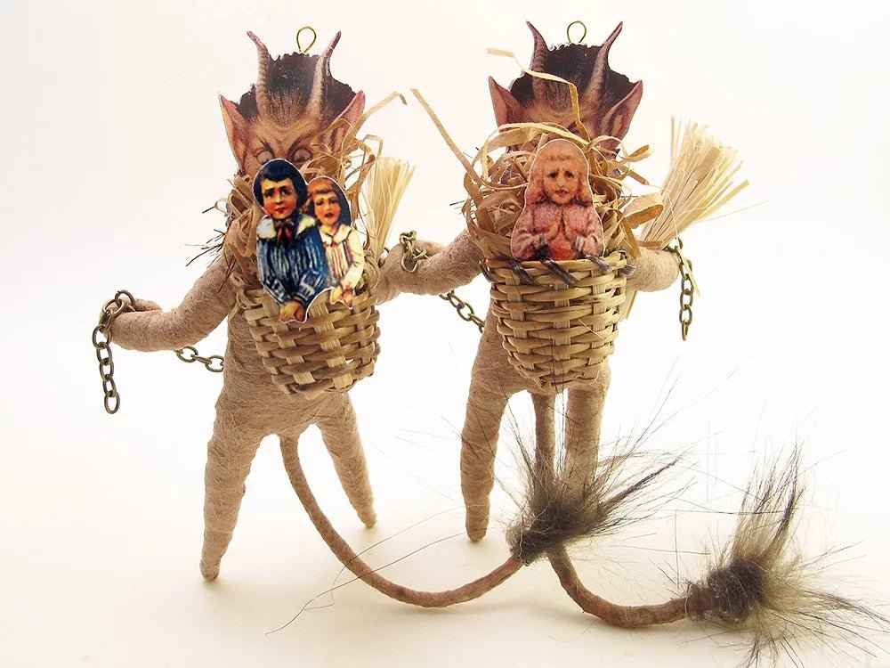 Tea Stain Krampus Ornament/Figure - Vintage Inspired Spun Cotton - Bon Ton goods