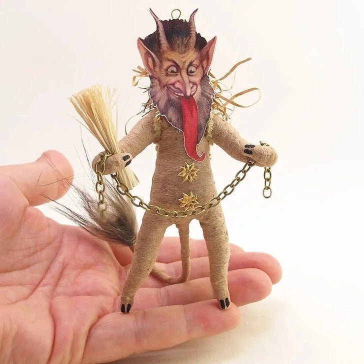 Tea Stain Krampus Ornament/Figure - Vintage Inspired Spun Cotton | Vintage by Crystal Spun Cotton Ornament - Bon Ton goods