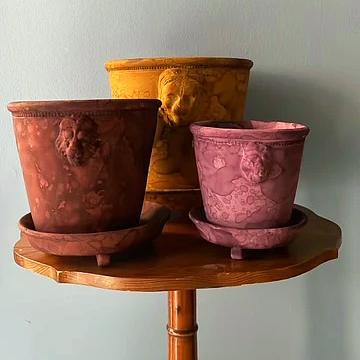 Teak Unglazed Lion Pot with Saucer on Legs | Handmade Erik Bendtsen Ceramics - Bon Ton goods