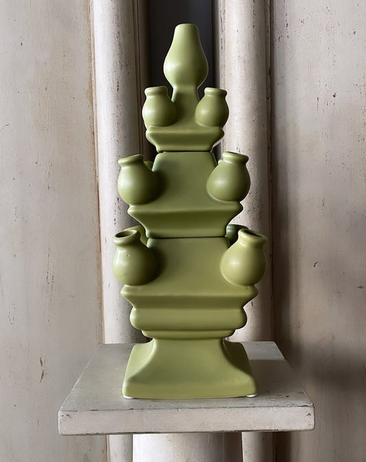THREE TIER TULIP VASE GREEN - Bon Ton goods