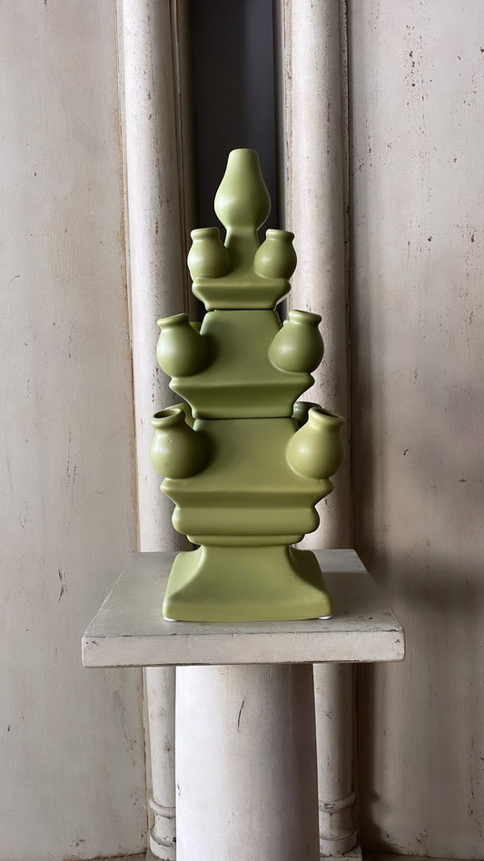 THREE TIER TULIP VASE GREEN - Bon Ton goods