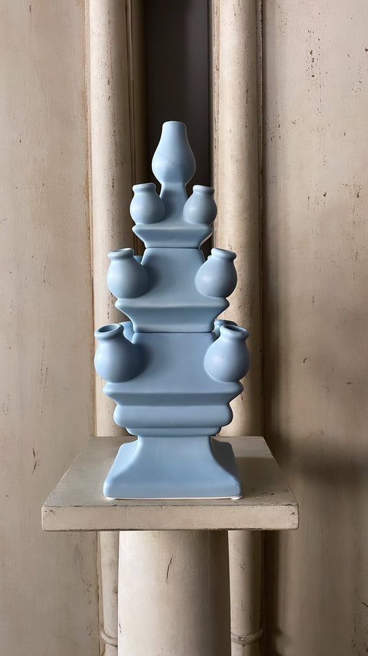 THREE TIER TULIP VASE SKY BLUE - Bon Ton goods