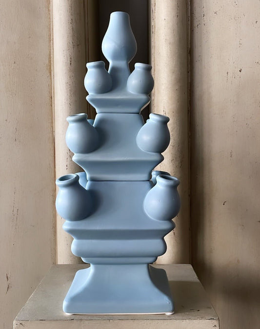 THREE TIER TULIP VASE SKY BLUE - Bon Ton goods