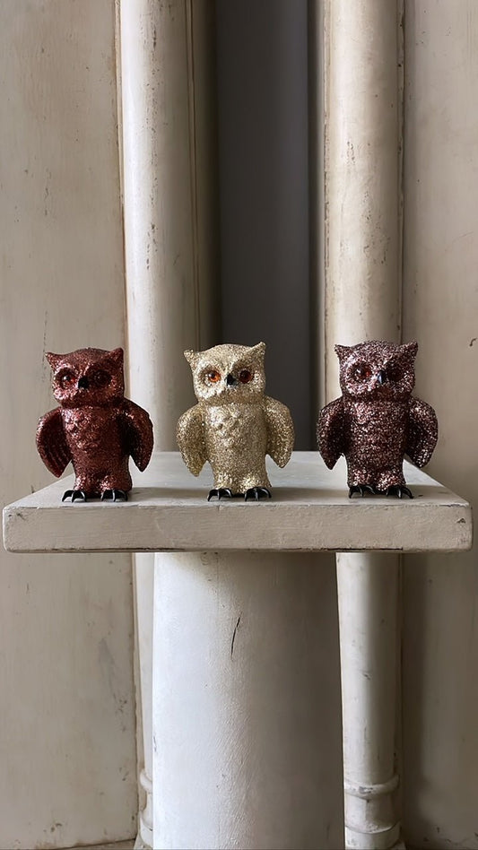 Tiny Glitter Owl - Dark Brown | Ino Schaller - Bon Ton goods