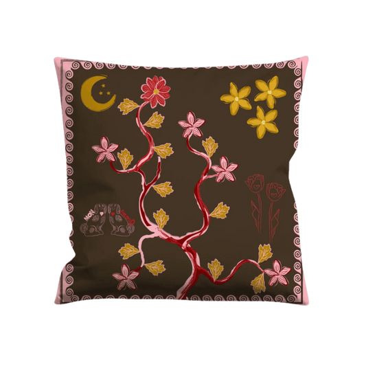 Tree of Life Cushion (Brown) - Bon Ton goods