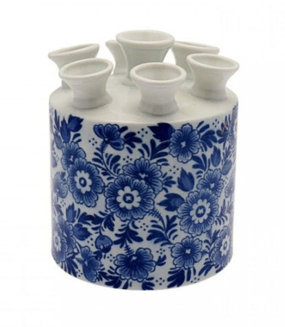 Tulip Vase Blue Flowers Cylinder - Bon Ton goods