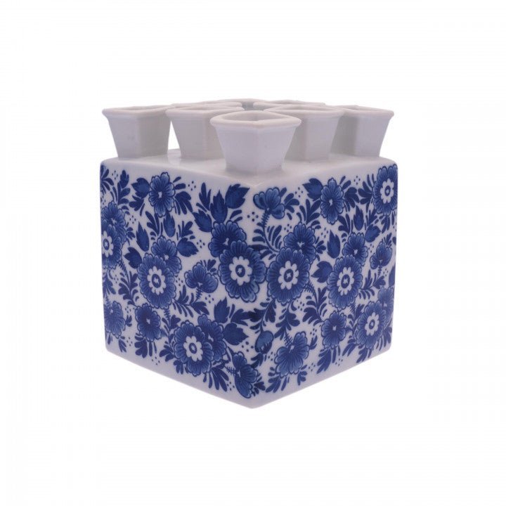 Tulip Vase Blue Flowers Square | Heinen Delfts Blauw - Bon Ton goods