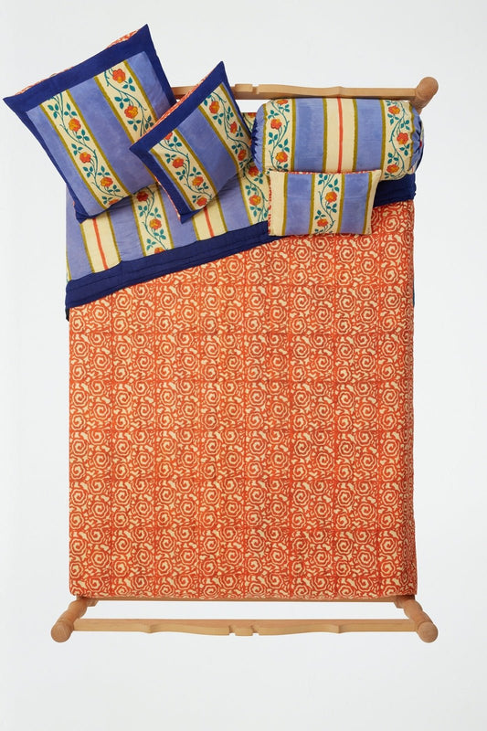 Varanasi Stripes Pervinch - Reversible Quilt - Bon Ton goods