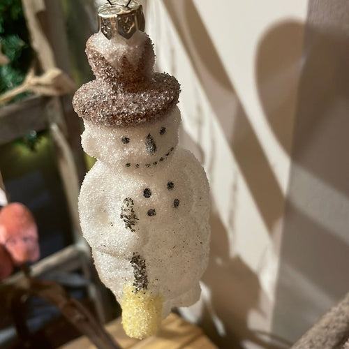 Victorian Snowman Glass Ornament - Bon Ton goods