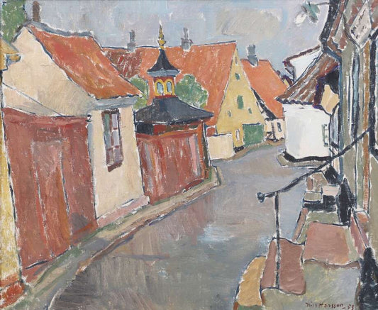 Village Street, 1953 | Oil on Canvas by Nils Hansson - Bon Ton goods