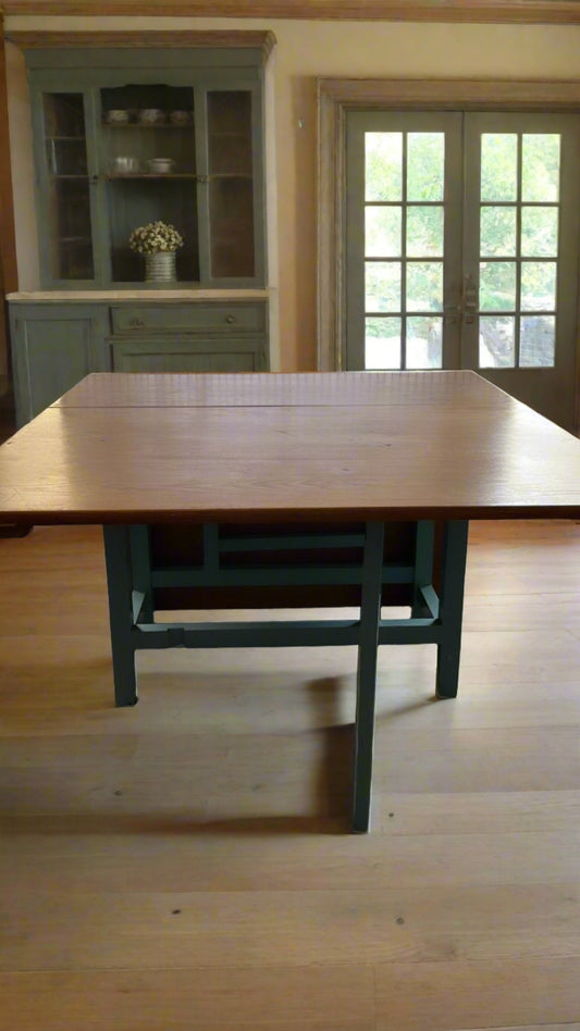 Vintage French Drop Leaf Table , With Two Drawers - Original Colors - Bon Ton goods