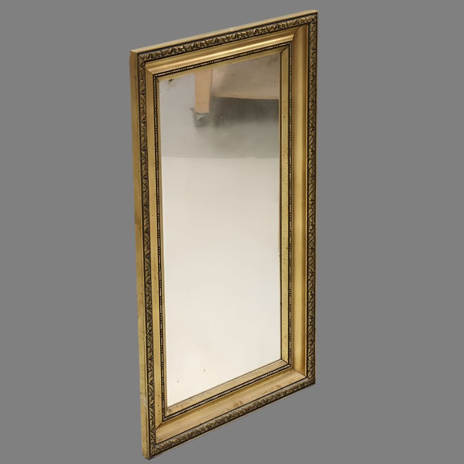 Vintage Mid-20th Century Mirror – Rectangular Gilded Frame with Patina - Bon Ton goods