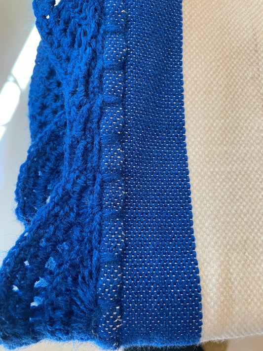Vintage Moroccan Woven Cotton Throw – Navy Blue (100 × 160 cm) - Bon Ton goods