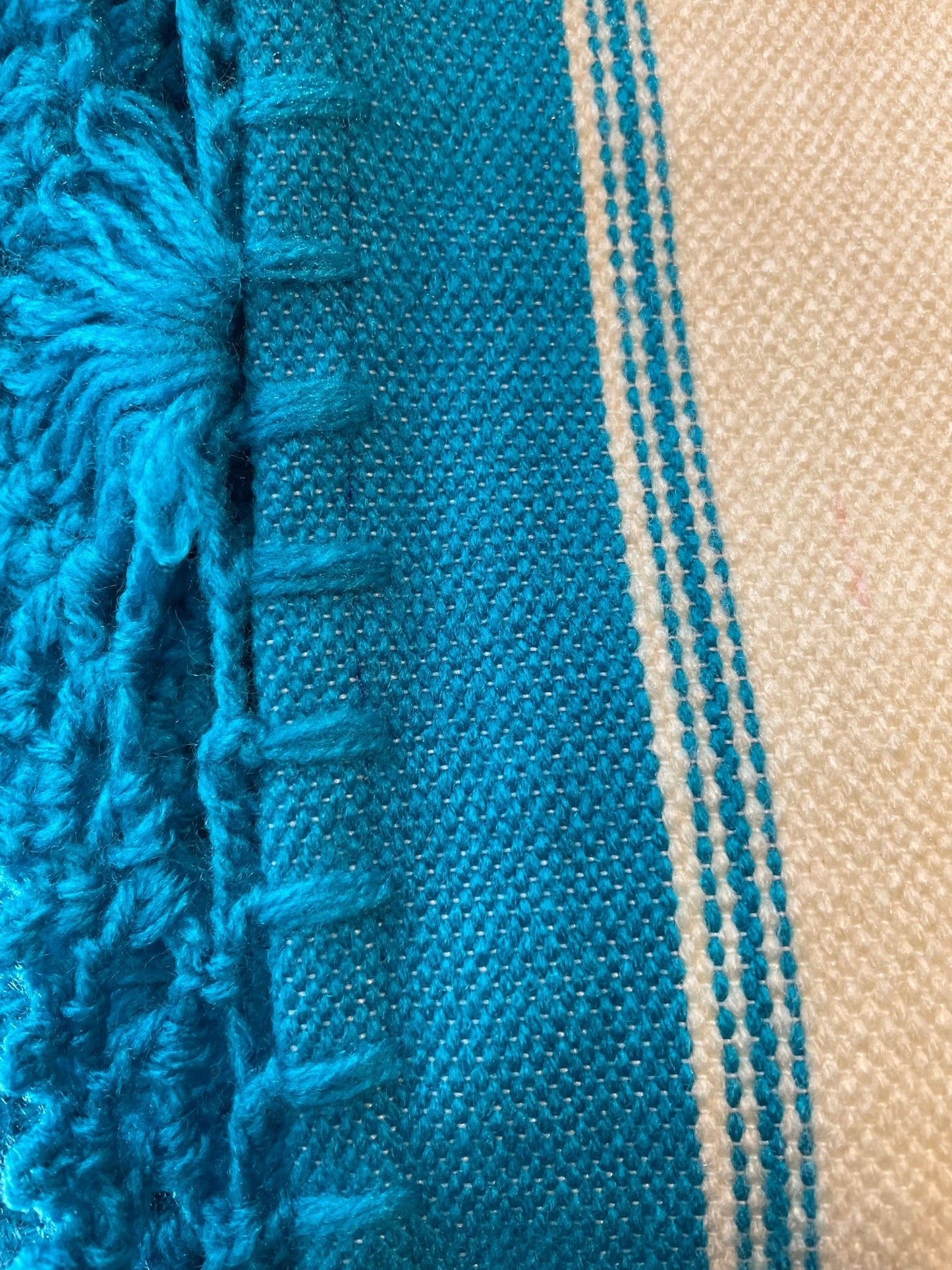 Vintage Moroccan Woven Cotton Throw – Ocean Blue (100 × 160 cm) - Bon Ton goods