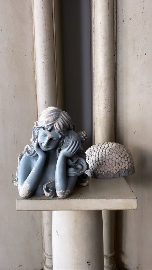 Vintage Nantucket Mermaid Figurine | Painted Plaster, Two-Part - Bon Ton goods