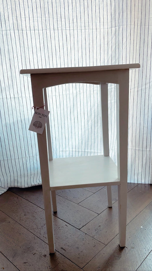 Vintage Small White Square Table with Shelf - Bon Ton goods