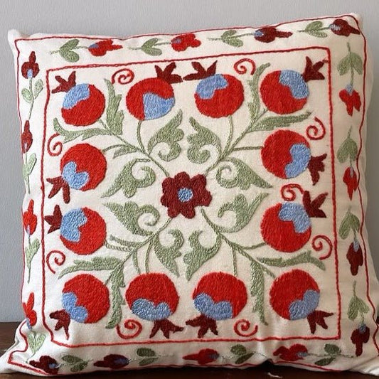 Vintage "Suzani" Kazakhstan Silk Embroidered Pillow - Bon Ton goods