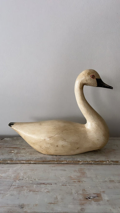 Vintage Wooden Carved Swan - Bon Ton goods