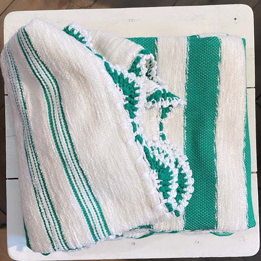 West African Woven Textile | Green and White Stripe - Bon Ton goods