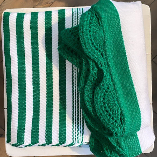West African Woven Textile | Green and White Stripe - Bon Ton goods