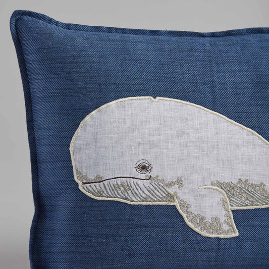 Whale Applique Pillow | Coral & Tusk - Bon Ton goods