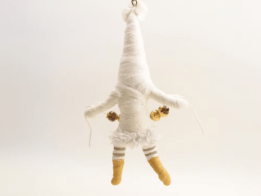 White Decorating Elf Ornament | Vintage by Crystal Spun Cotton Ornament - Bon Ton goods