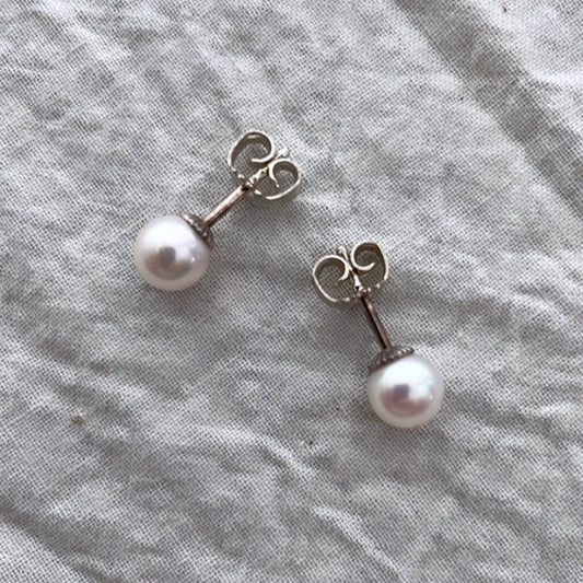 White Pearl Stud Earrings - Bon Ton goods