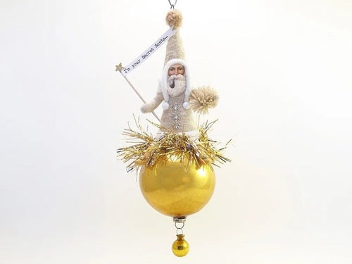 White Santa On Glass Ball - Bon Ton goods