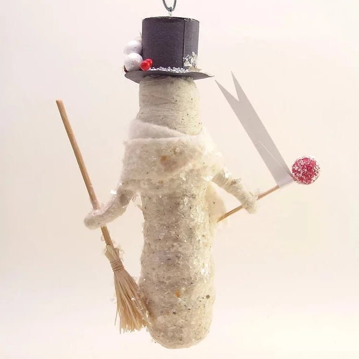 Winking Snowman Ornament - Vintage Inspired Spun Cotton - Bon Ton goods