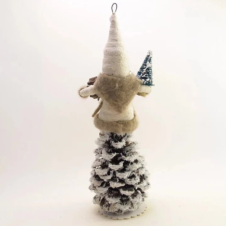 Woodland Pinecone Santa Figure - Vintage Inspired Spun Cotton - Bon Ton goods