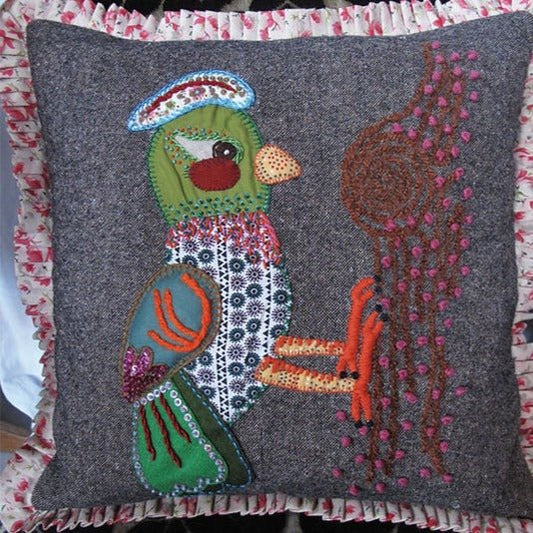 Woodpecker Embroidered Cushion - Bon Ton goods