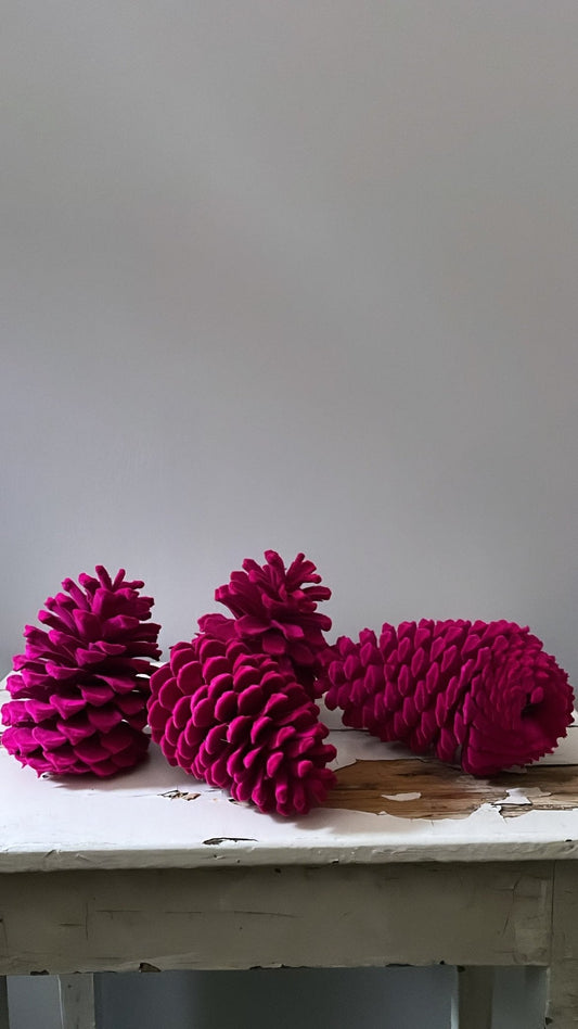 XL Velvet Pinecone Fuchsia | Ino Schaller - Bon Ton goods