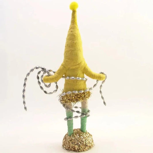 Yellow Decorating Elf Figure - Vintage Inspired Spun Cotton | Vintage by Crystal Spun Cotton Ornament - Bon Ton goods