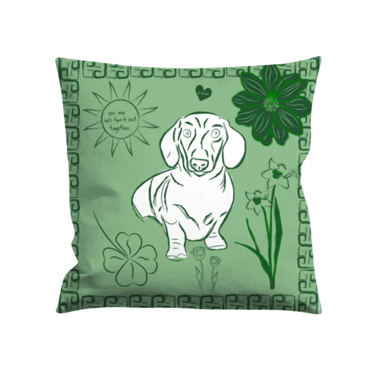 You and Me Will Figure It Out Cushion (Green) - Bon Ton goods