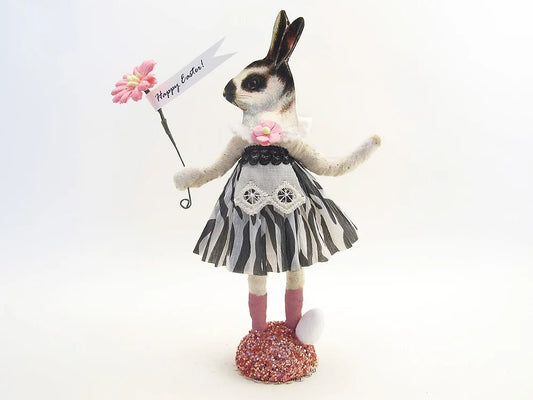 Zebra Print Bunny Faced Girl Figure - Bon Ton goods