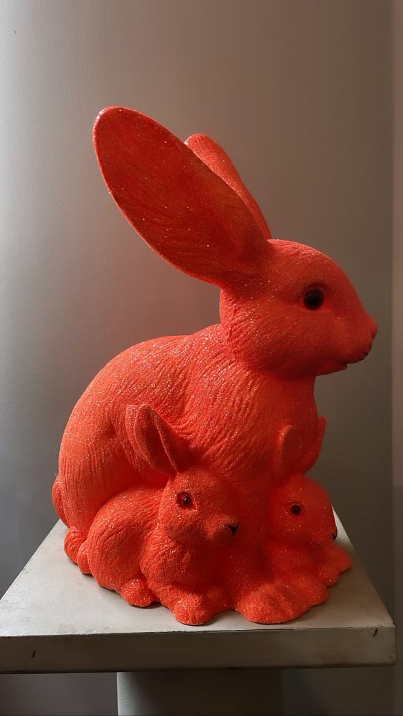Hot Orange/Pink Glitter Mother Bunny with Kit - Ino Schaller