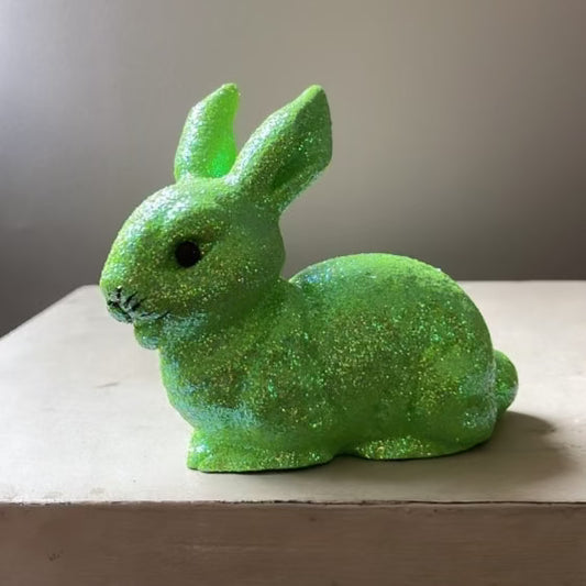 Green Glitter - Extra Small Bunny Lying, | Ino Schaller