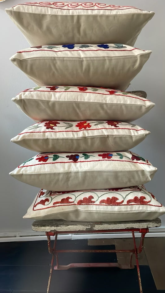 Vintage "Suzani" Kazakhstan Silk Embroidered Pillow