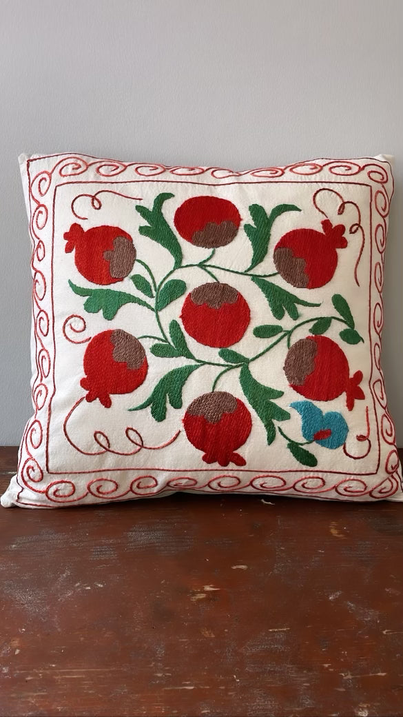 Vintage "Suzani" Kazakhstan Silk Embroidered Pillow
