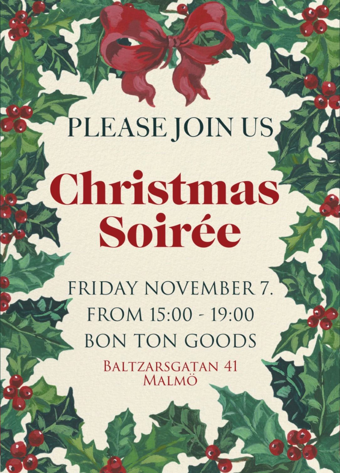 An Invitation to Our Christmas Soirée - Friday, November 7