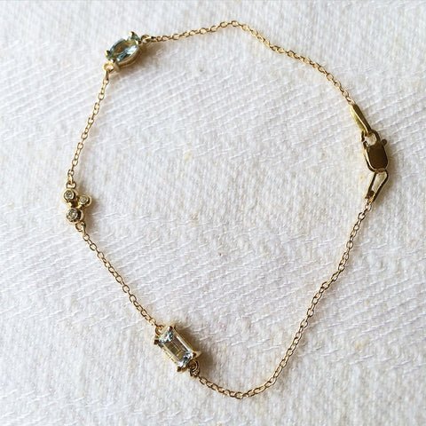 Aquamarine & Diamond Bracelet — Viola - Bon Ton goods