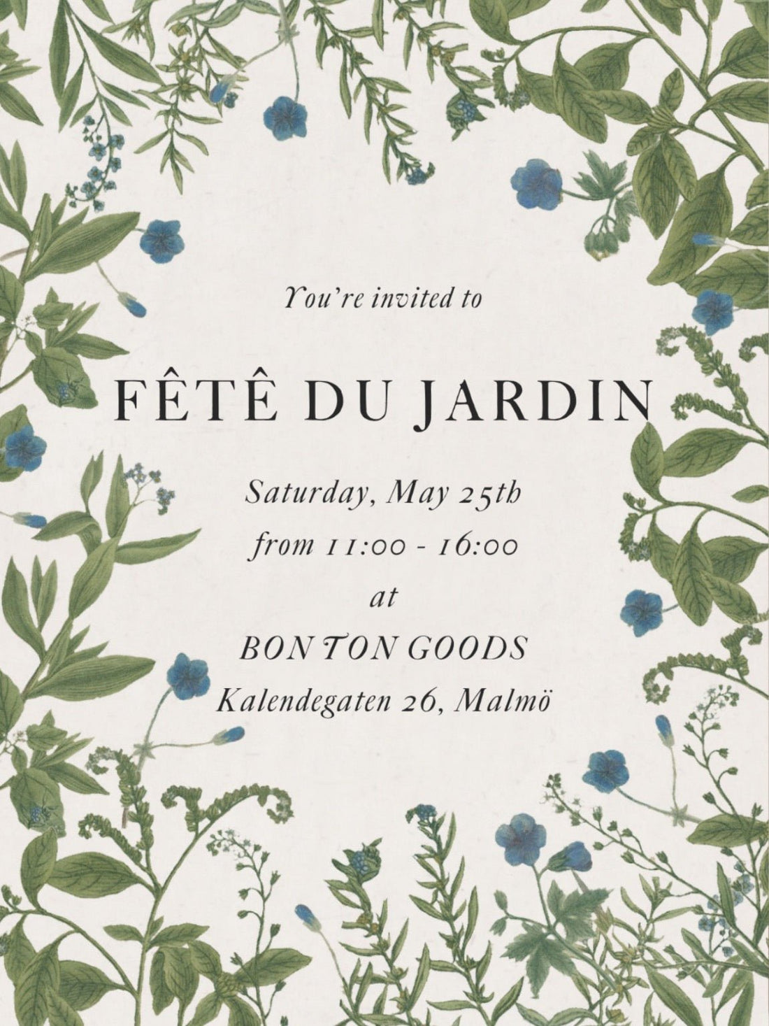 FÊTÊ DU JARDIN - SATURDAY MAY 25TH - Bon Ton goods