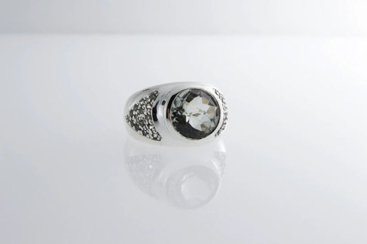 The Beverly Ring in Green Topaz & Sapphires - Bon Ton goods