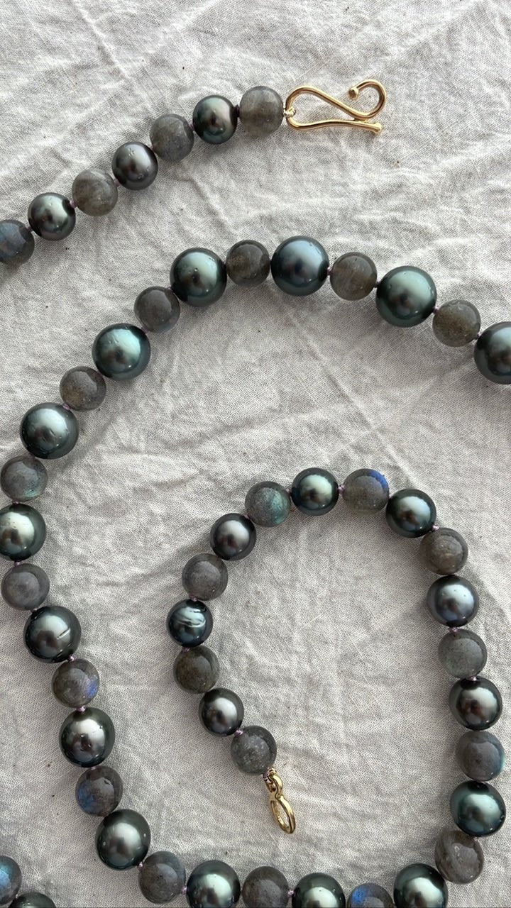 Winter Light and Sea Fire, The Tahitian Pearl and Labradorite Necklace by Mikkel Brøgger - Bon Ton goods