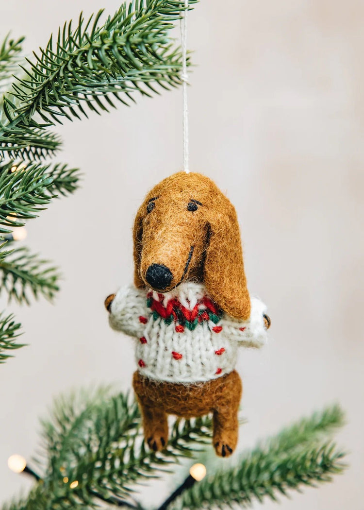 Dachshund with Sweater - Christmas ornament | Christmas Ornament - Bon Ton goods